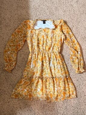 Robert Louis Yellow Floral Tiered Long-Sleeve Dress from boutique